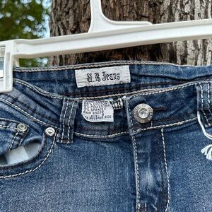 Y2K Embroidered Rhinestone Pockets Jeans by B.B Jeans